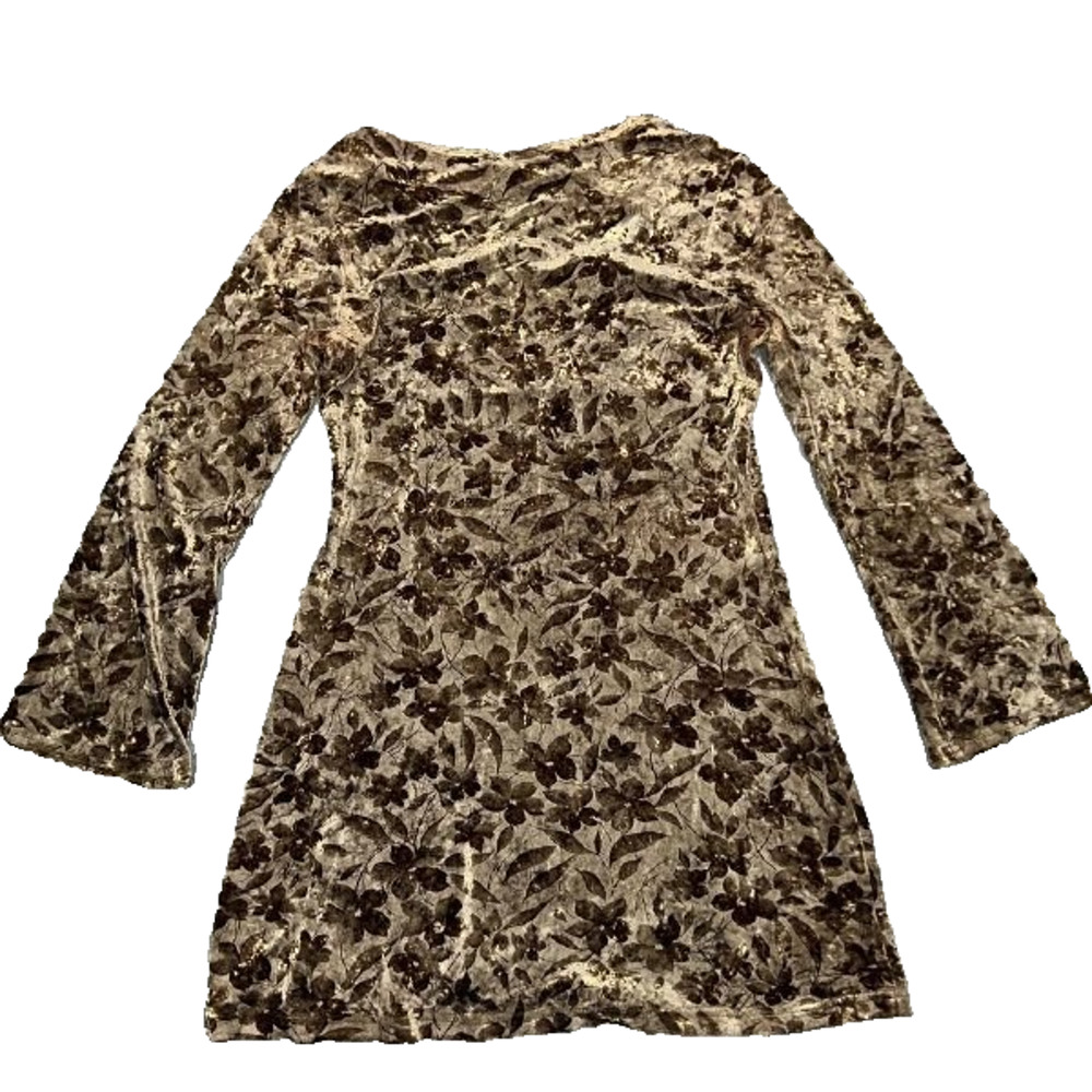YouniQue womens Faux Velvet Dress Brown Small A005862 - Picture 7 of 7